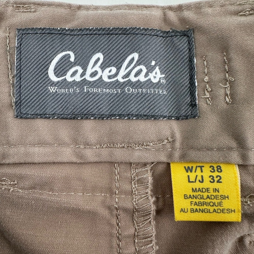 Cabela's Cargo Pants Mens 38x32 Khaki Beige Elastic Waist Cotton Stretch - Picture 9 of 12